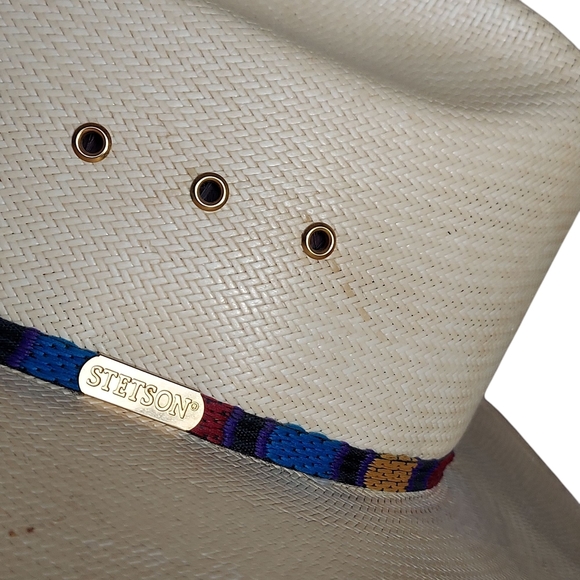 Stetson Natural Cream Gunslinger Style 10X Straw Western Hat Unisex - Picture 2 of 16